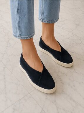 COS Navy Suede Slip-On Flats